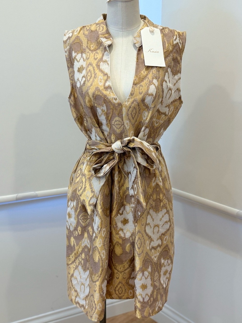 Kasia Dress - Ecru/Gold